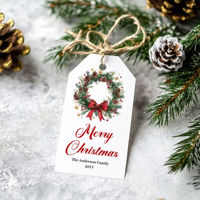 Traditional Pine Wreath Editable Gift Tag (Traditional Pine Wreath Editable Gift Tag)