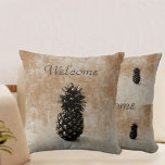 Traditional Pineapple Welcome Throw Pillow<br><div class="desc">This stylish and elegant throw pillow features the Pineapple which is a traditional symbol of Welcome, warmth, affection and hospitality. This is a beautiful tan and grey pillow that will be complimentary in any home decor. These pillows will be just as welcoming indoors or outdoors, just choose from the multiple...</div>