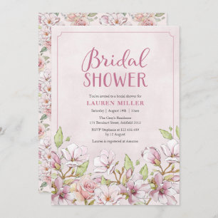 Traditional Pink Floral Bridal Shower invitation