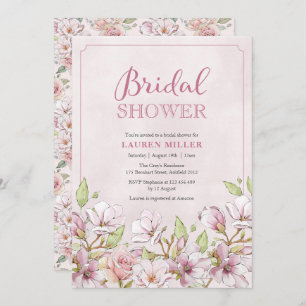 Traditional Pink Floral Bridal Shower invitation
