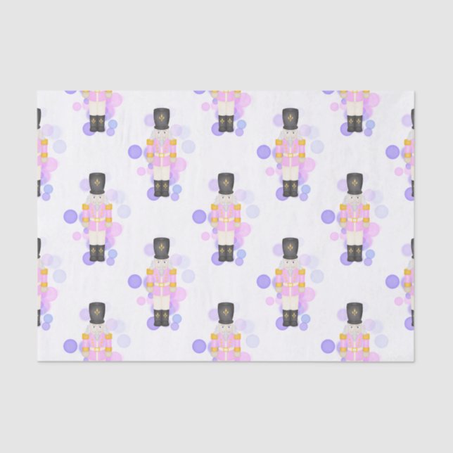 Traditional Pink & Lilac Christmas Nutcracker Tissue Paper (Front)