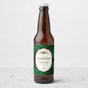 Traditional, Plaid Christmas Beer Bottle Label