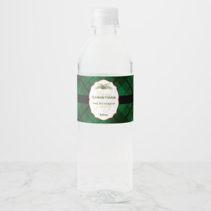 Traditional, Plaid Christmas Water Bottle Label