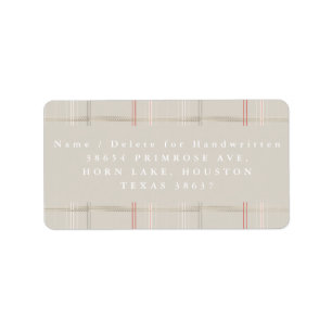 Traditional Plaid Cosy Cabin Beige Gold Address Label