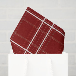 Traditional Plaid Cosy Cabin Burgundy Gold gift Tissue Paper