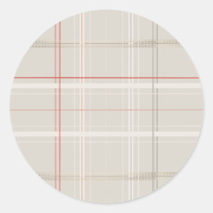 Traditional Plaid Cozy Cabin Beige Gold Christmas Classic Round Sticker