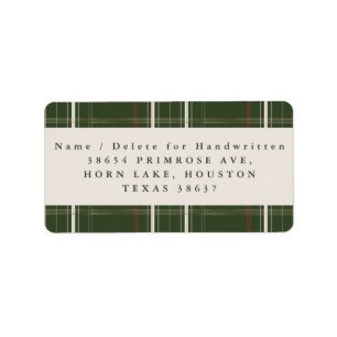 Traditional Plaid Cozy Cabin Deep Green Address Label
