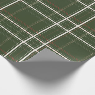 Traditional Plaid Cozy Cabin Gold Green Christmas Wrapping Paper