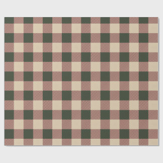 Traditional plaid green red and beige wrapping paper