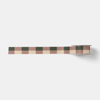 Traditional plaid green red and beige wrapping satin ribbon