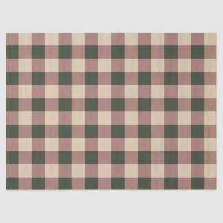 Traditional plaid green red and beige wrapping tissue paper