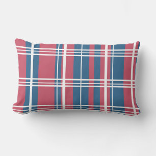 Traditional Plaid Navy Red Shades with White Lumbar Cushion