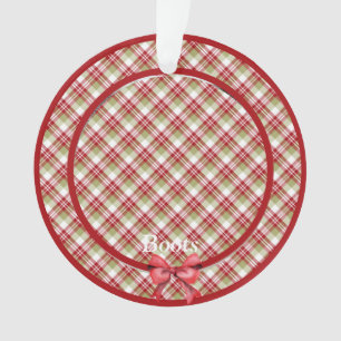 Traditional Plaid Pet Photo Merry Christmas Ornament
