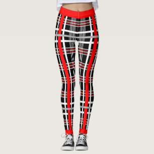 Traditional Plaid - Red White Black Leggings