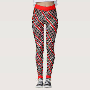 Traditional Plaid - Red White Black Leggings