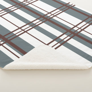 Traditional Plaid Smoke Grey, Deep Burgandy, White Sherpa Blanket