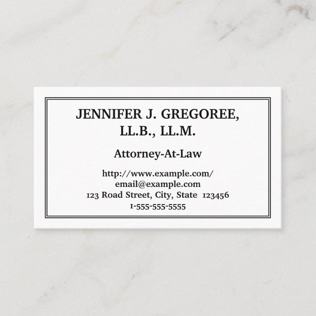 Traditional & Plain Attorney-At-Law Business Card (Front)