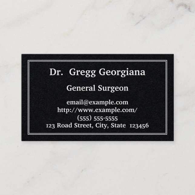Traditional & Plain General Surgeon Business Card (Front)