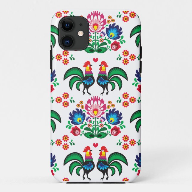 Traditional Polish floral folk embroidery pattern Case-Mate iPhone Case (Back)