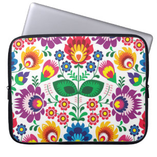 Traditional Polish floral folk embroidery pattern Laptop Sleeve