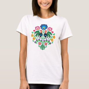 Traditional Polish floral folk embroidery pattern T-Shirt