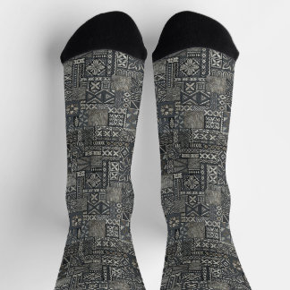 Traditional Polynesian Tapa Cloth Pattern Socks