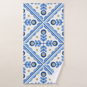 Traditional Portugal Lisbon azulejo ceramic tiles. Bath Towel