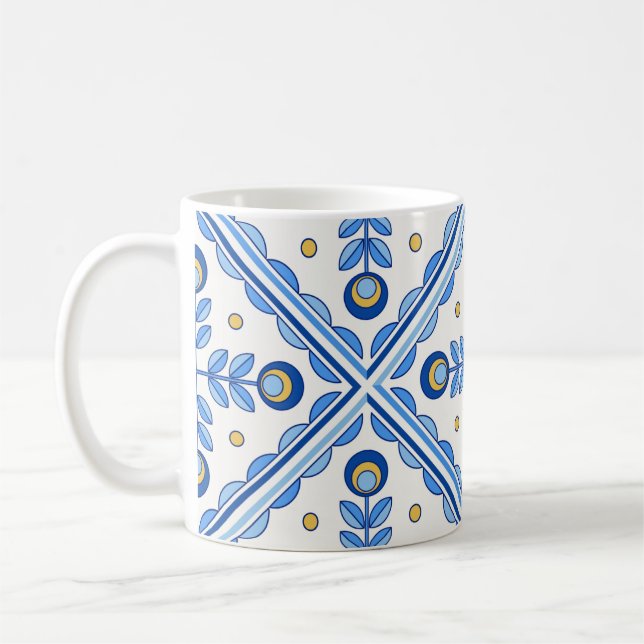Traditional Portugal Lisbon azulejo ceramic tiles. Coffee Mug (Left)