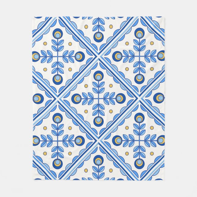 Traditional Portugal Lisbon azulejo ceramic tiles. Fleece Blanket (Front)