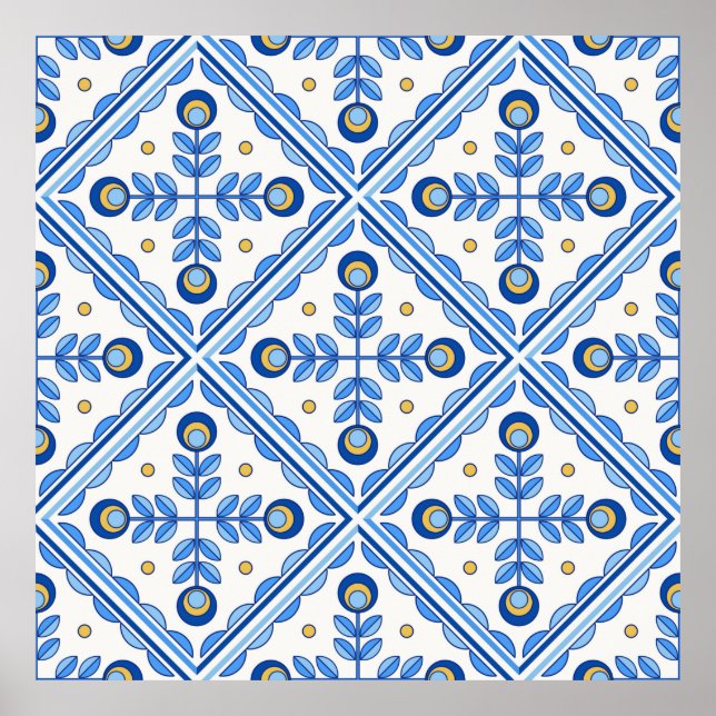 Traditional Portugal Lisbon azulejo ceramic tiles. Poster (Front)