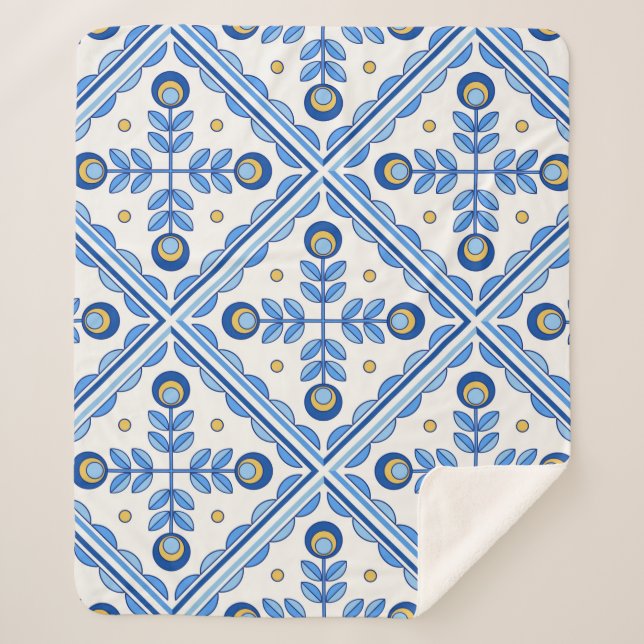 Traditional Portugal Lisbon azulejo ceramic tiles. Sherpa Blanket (Front)