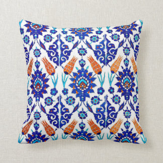 Traditional Portuguese Azulejo Floral Tile Pattern Cushion