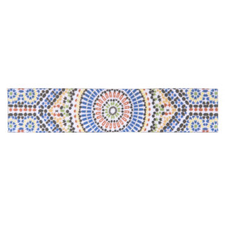 Traditional Portuguese Azulejo Tile Pattern Short Table Runner
