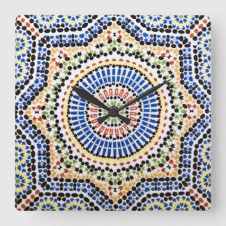 Traditional Portuguese Azulejo Tile Pattern Square Wall Clock