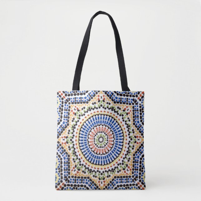 Traditional Portuguese Azulejo Tile Pattern Tote Bag (Front)