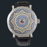 Traditional Portuguese Azulejo Tile Pattern Watch<br><div class="desc">Beautiful and Rare Azulejo Tile Pattern in Colours of Blue,  Orange,  Maroon,  Bronze,  Mint,  and Yellow. Spanish and Portuguese Accent Men's and Women's Watch.</div>