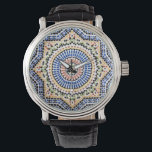 Traditional Portuguese Azulejo Tile Pattern Watch<br><div class="desc">Traditional Portuguese Azulejo Tile Pattern Spanish and Portuguese Accent Mens Womens Unisex Watch</div>