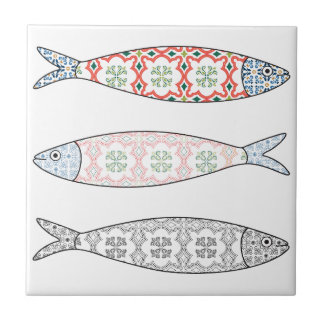 Traditional Portuguese icon. Colored sardines Tile