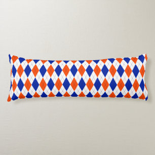 Traditional Preppy Argyle in Orange and Blue Body Cushion