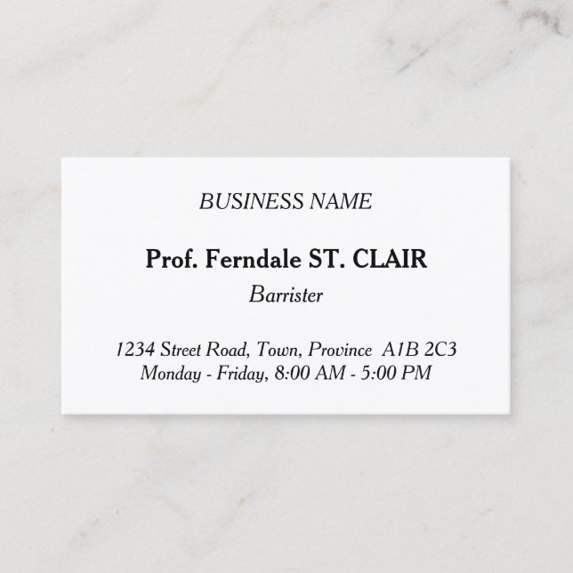 Traditional Professional Lawyer Business Card (Front)