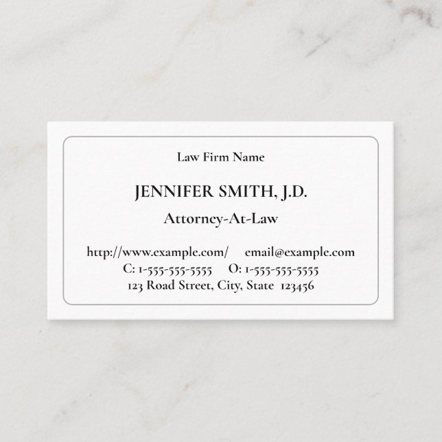 Traditional, Professional Lawyer Business Card (Front)