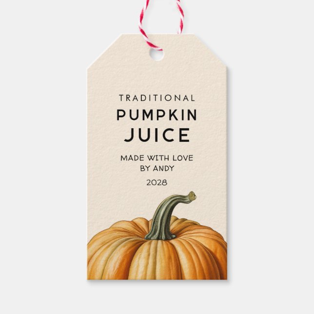 Traditional pumpkin juice food Jar Labels (Front)