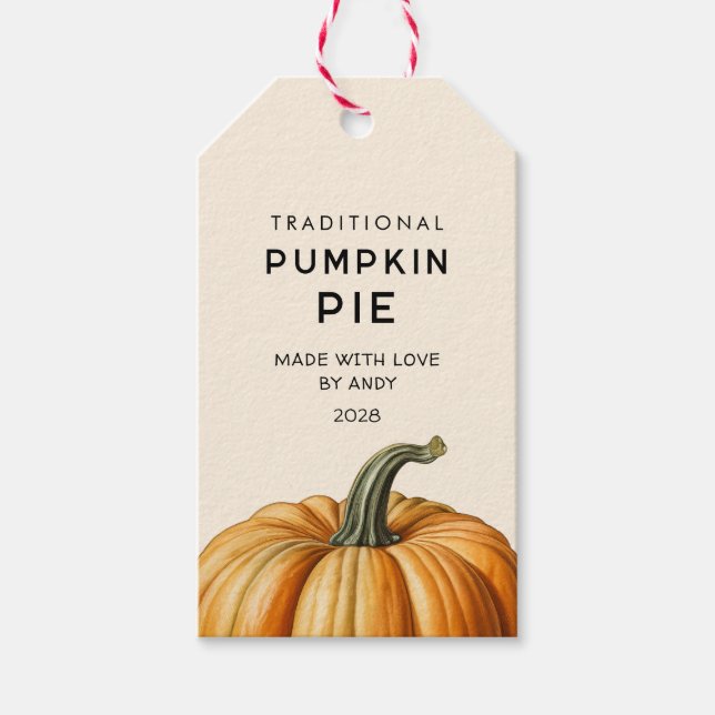 Traditional pumpkin pie food Jar Labels (Front)