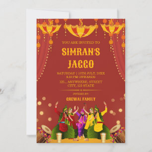 Traditional Punjabi Jaggo Night Bhangra Invitation