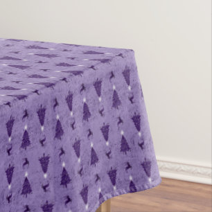 Traditional Purple Christmas Trees & Reindeer Tablecloth
