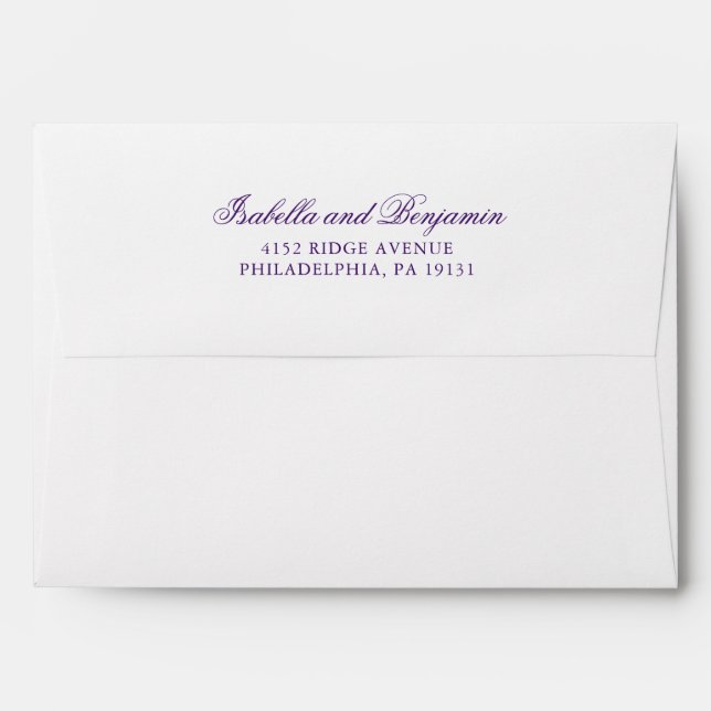 Traditional Purple Formal Elegant Wedding Envelope (Back (Top Flap))