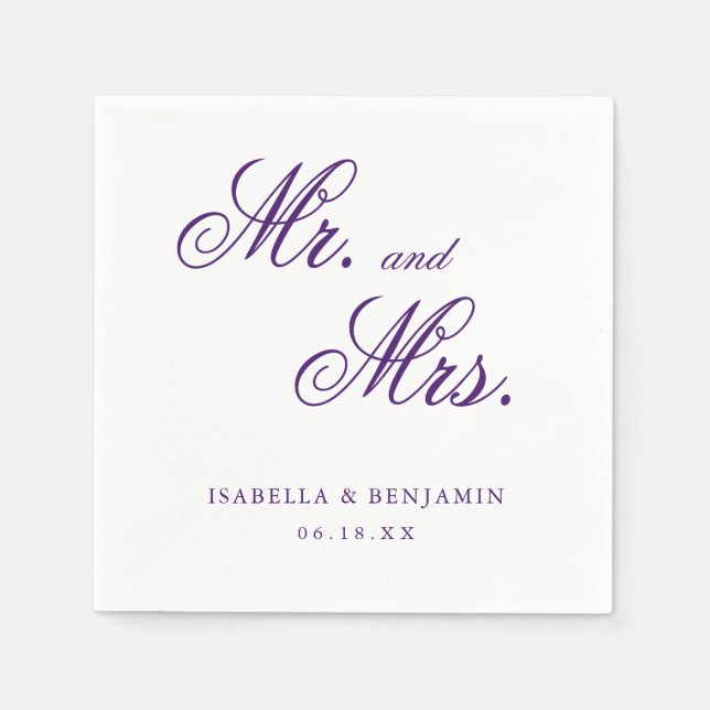 Traditional Purple Formal Elegant Wedding Napkin (Front)