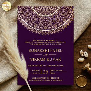 Traditional Purple Gold Mandala Indian Wedding