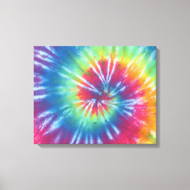 Traditional Rainbow Swirl Tie Dye Wrapped Canvas (Front)