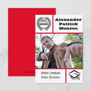 Traditional Red - 3x5 Graduation Announcement